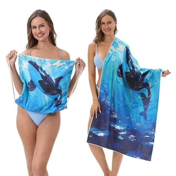 27.5" x 55" Microfiber Towel & Drawstring Bag