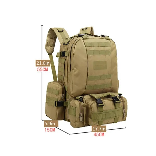 55L Tactical Military Backpack with Detachable Pouches