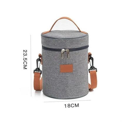 8L Insulated Round Cooler Bag W/ Handle and Shoulder Strap