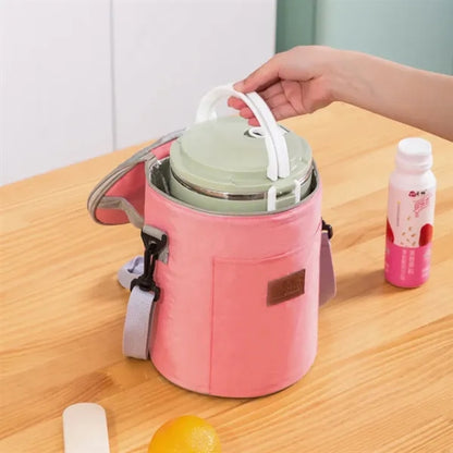 8L Insulated Round Cooler Bag W/ Handle and Shoulder Strap