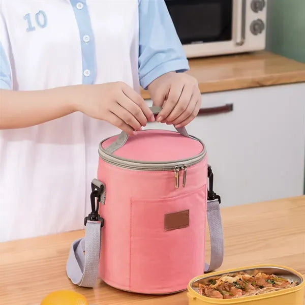 8L Insulated Round Cooler Bag W/ Handle and Shoulder Strap
