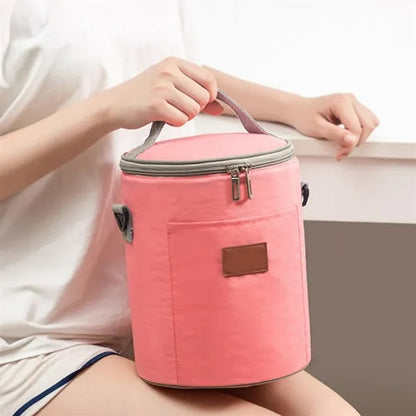 8L Insulated Round Cooler Bag W/ Handle and Shoulder Strap