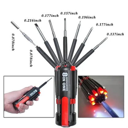 8 in 1 Screwdriver with Flashlight