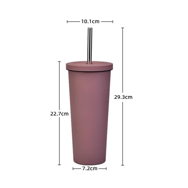 32Oz. Matte Stainless Steel Tumbler with Lid and Straw