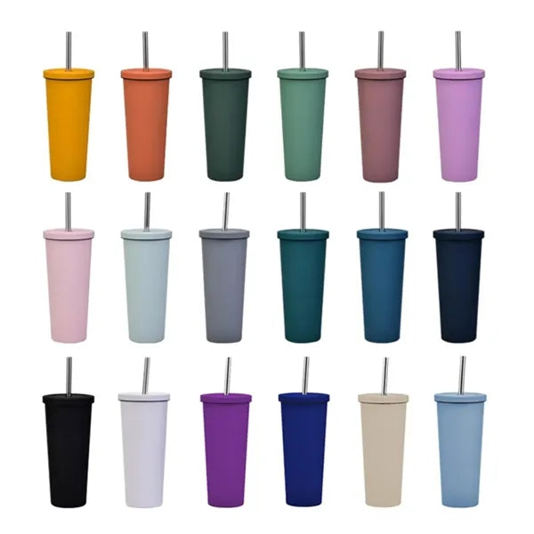 32Oz. Matte Stainless Steel Tumbler with Lid and Straw