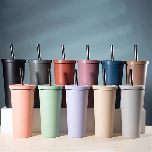 32Oz. Matte Stainless Steel Tumbler with Lid and Straw