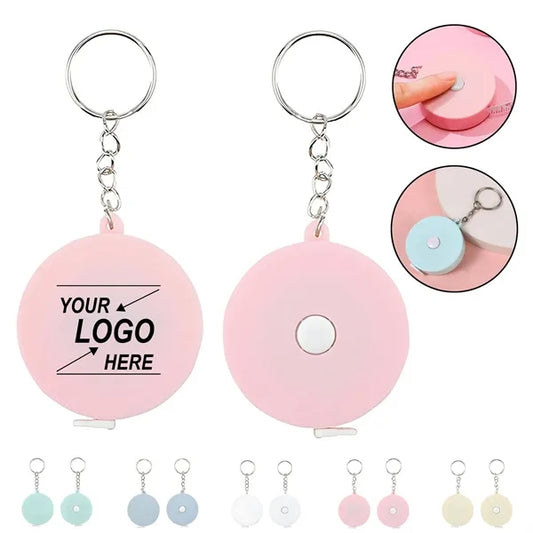Custom Round Measure Tape With Keychain