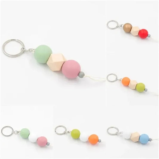 Wood beads keychain