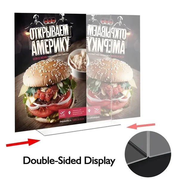 Clear Acrylic T shaped Dual Sided Straight Display Stand