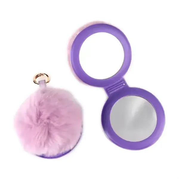 Pom Mirror Keychain With Printed Tag