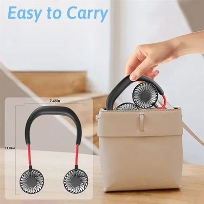 2000 mAh Rechargeable USB Hands Free Portable Neck Fan