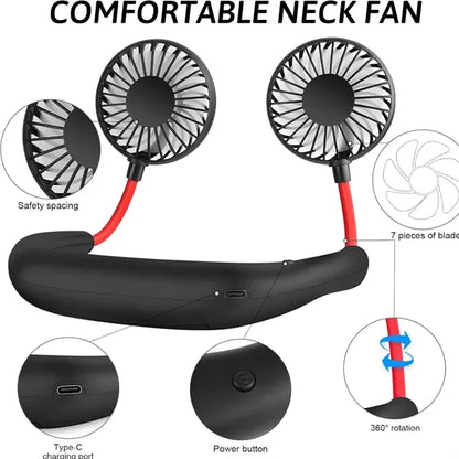2000 mAh Rechargeable USB Hands Free Portable Neck Fan