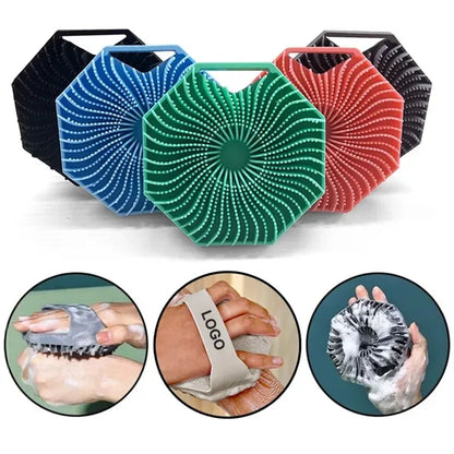 Silicone Body Scrubber Shower Brush with Non Slip Handle