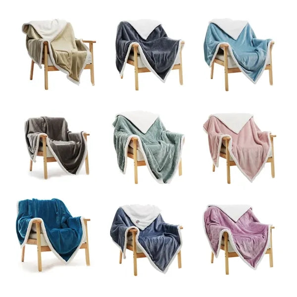 Two-Tone Sherpa Fleece Blanket with Soft Reversible Design
