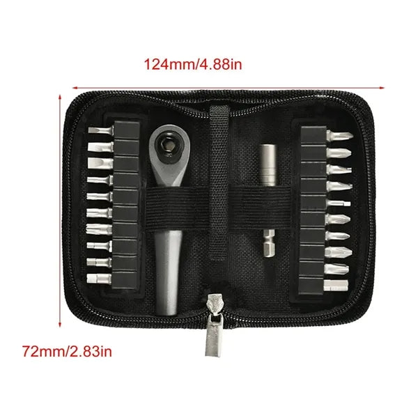 22 in 1 Ratchet Screwdriver Set with Bits in Zippered Case