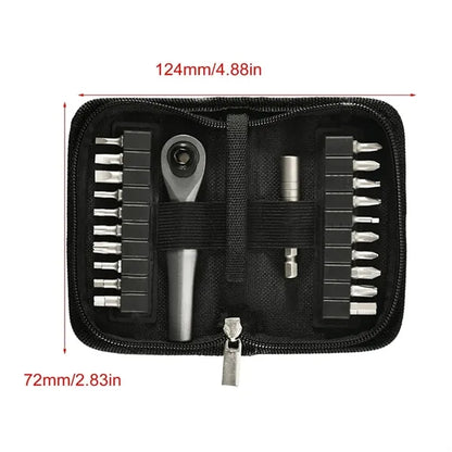 22 in 1 Ratchet Screwdriver Set with Bits in Zippered Case