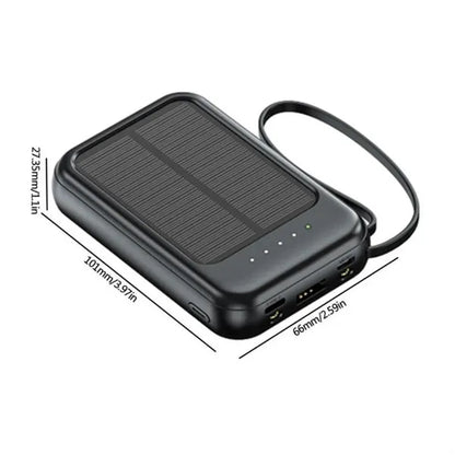 3 in 1 Solar Power Bank W/ Built In Cables and LED Indicator