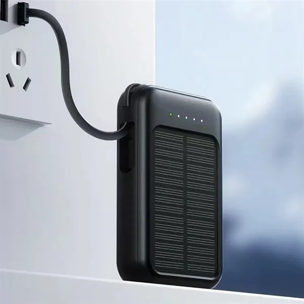 3 in 1 Solar Power Bank W/ Built In Cables and LED Indicator