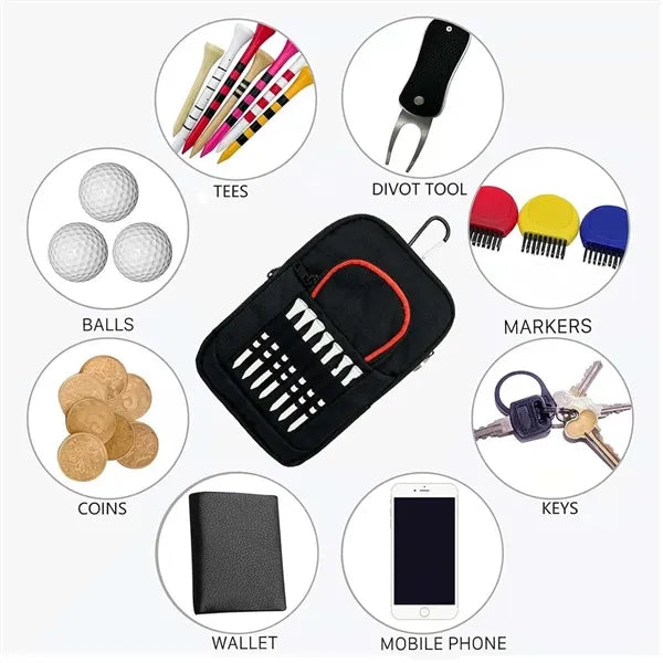 Utility 3 Pockets Tees Organizer Gift Golf Ball Bag Pouch
