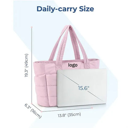 Lightweight Puffy Tote Bag with Compartments