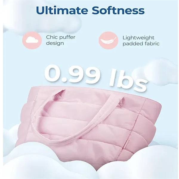 Lightweight Puffy Tote Bag with Compartments