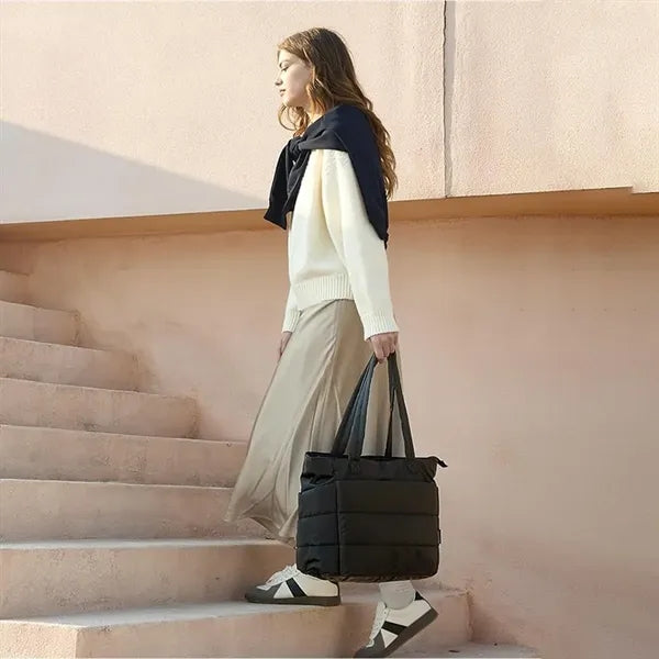 Lightweight Puffy Tote Bag with Compartments