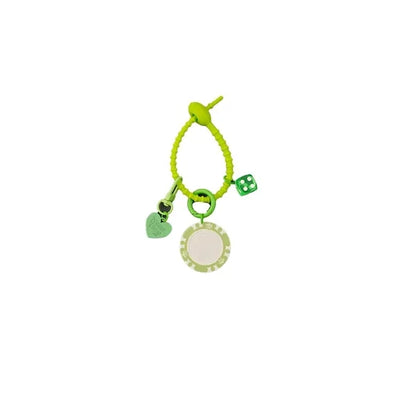 Silicone Poker Chip Keychain w/ Dice Charm & Heart Pendant