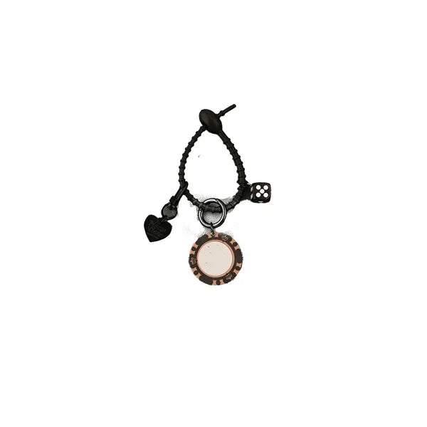 Silicone Poker Chip Keychain w/ Dice Charm & Heart Pendant
