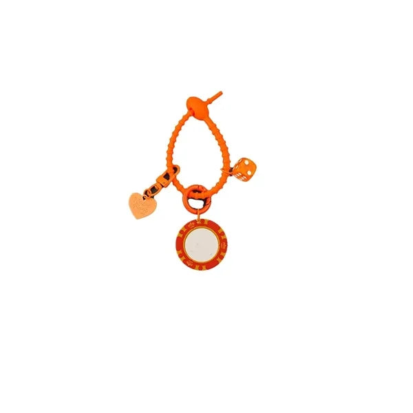 Silicone Poker Chip Keychain w/ Dice Charm & Heart Pendant