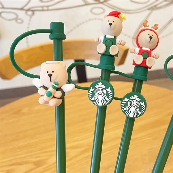 Silicone Straw Topper with 3D custom logo