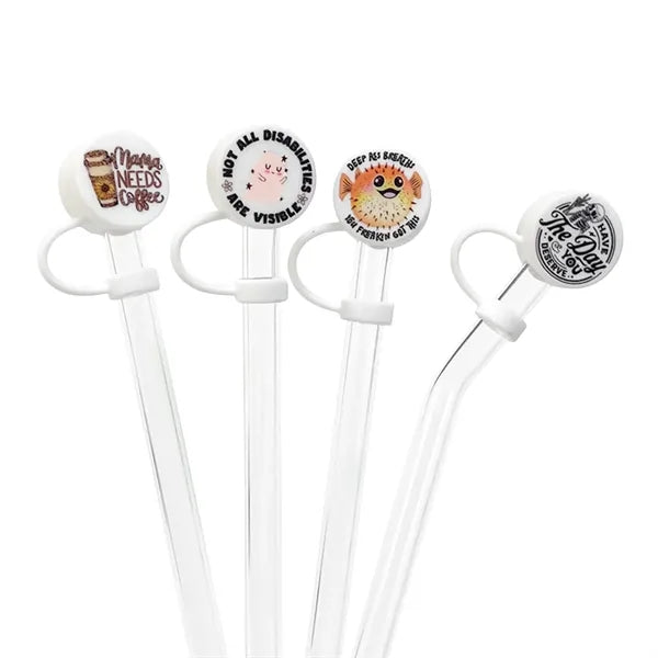 Silicone Straw Topper with 3D custom logo