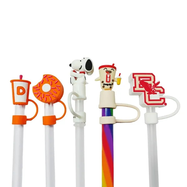 Silicone Straw Topper with 3D custom logo