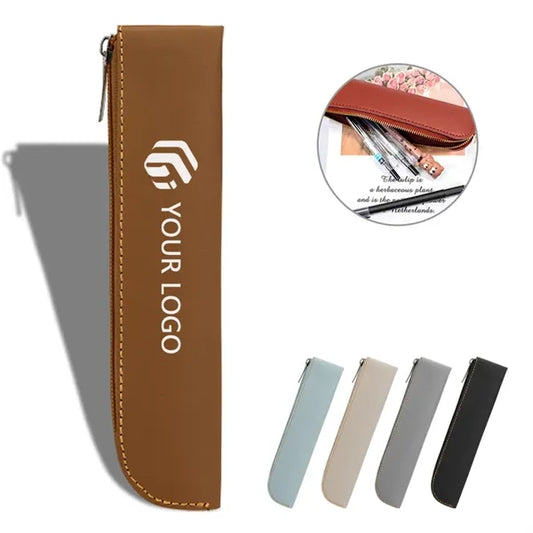 Work office senior change coins pen bag leather pencil case