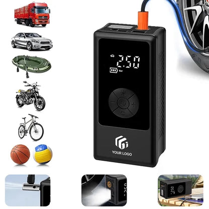 Portable bicycle balls car led light air pump tire inflator