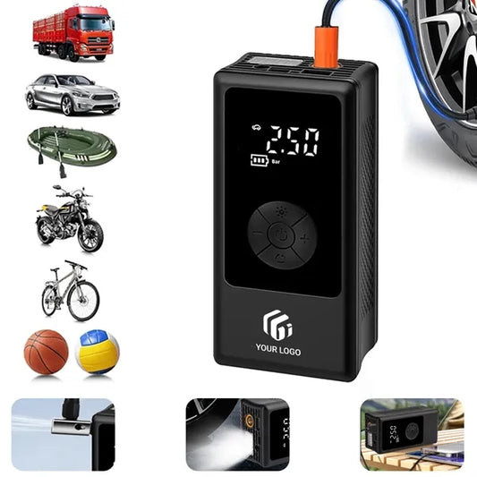 Portable bicycle balls car led light air pump tire inflator