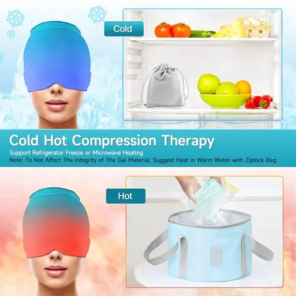 Snugly fit puffy eyes sinus hat migraine relief ice cap
