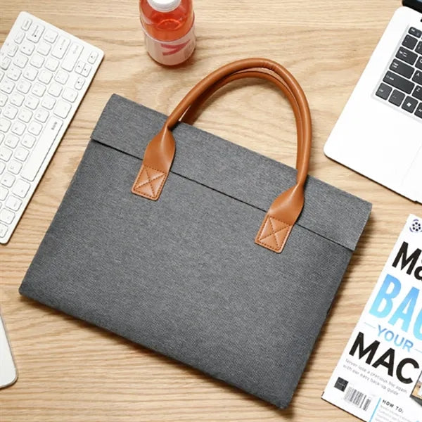 14" Business Laptop Handbag with PU Leather Handles