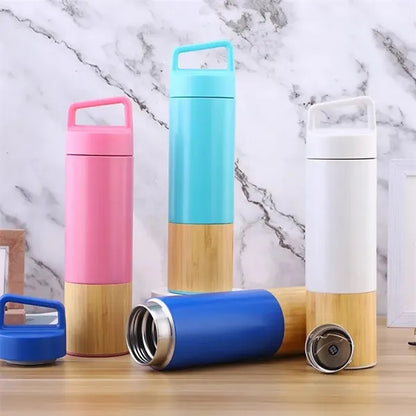 Portable Stainless Steel Bamboo Shell Vacuum Car Thermos Cup