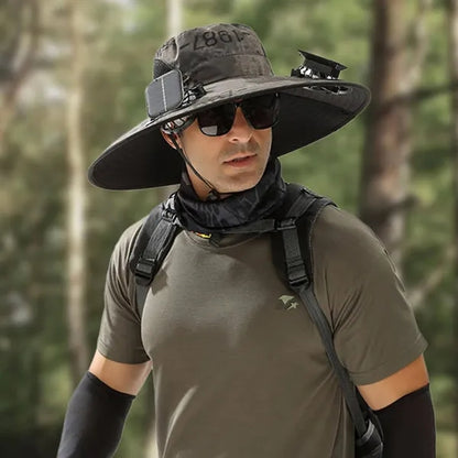 Wide brim solar fan hat, bucket