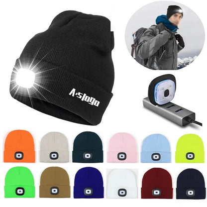 USB Rechargeable Beanie Hat with LED light