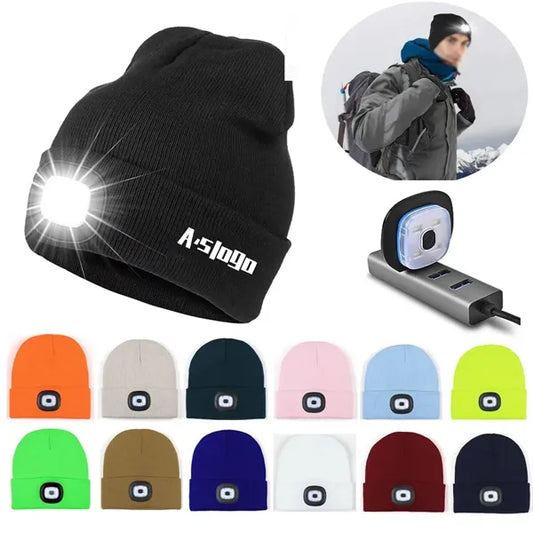 USB Rechargeable Beanie Hat with LED light