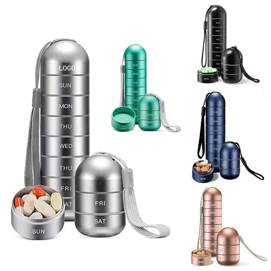 Portable Travel Waterproof Metal Weekly Pill Organizer