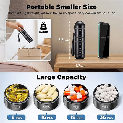 Portable Travel Waterproof Metal Weekly Pill Organizer