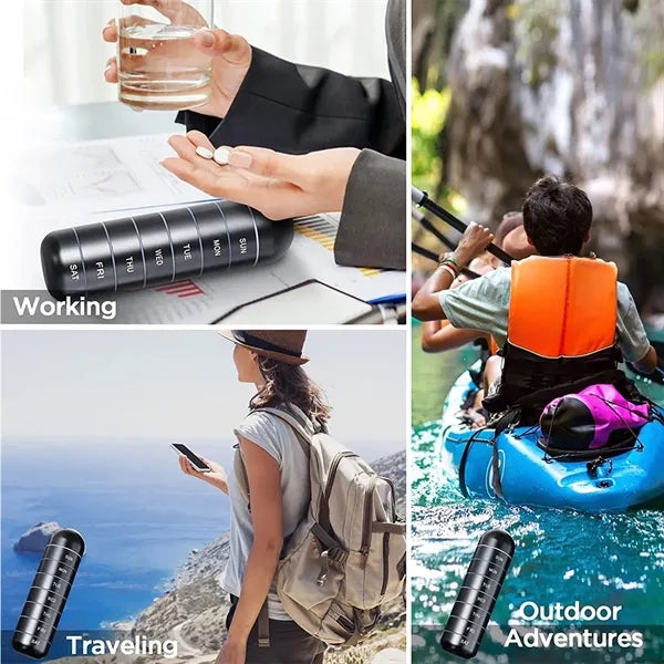 Portable Travel Waterproof Metal Weekly Pill Organizer