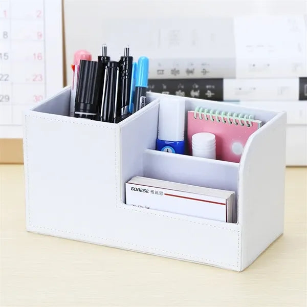 PU Leather Office Desktop Organizer