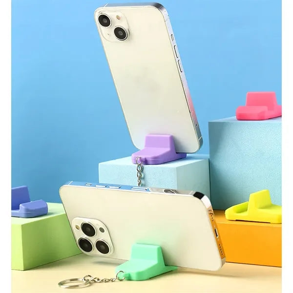 Mini Colorful PVC Durable Phone Stand Holders with Keychain