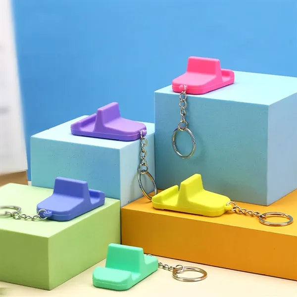 Mini Colorful PVC Durable Phone Stand Holders with Keychain