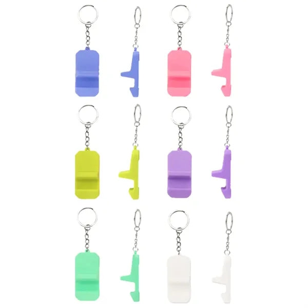 Mini Colorful PVC Durable Phone Stand Holders with Keychain
