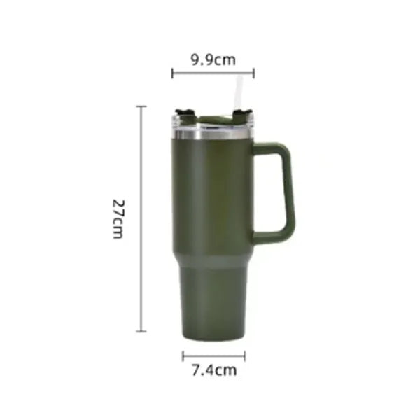 40Oz. Stainless Steel Tumbler with Handle & Straw