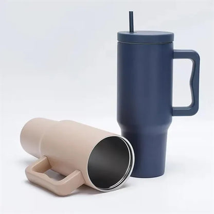 40Oz. Stainless Steel Tumbler with Handle & Straw